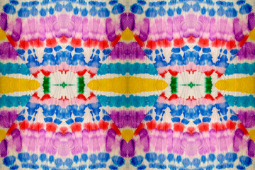 Seamless Retro Tie Dye Texture. Saturated Endless Rough Tie Dye Design. Scattered Acrylic Blobs. Vivid Repeated Psychedelic Dye Pattern. Rich Seamless Tie Dye Cloth Texture. © Kate Si