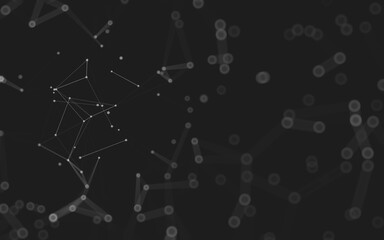Abstract background. Molecules technology with polygonal shapes, connecting dots and lines. Connection structure. Big data visualization.
