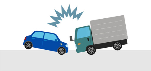 交通事故のベクターイラスト　乗用車とトラックの衝突