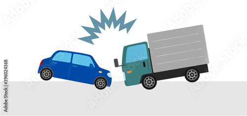 交通事故のベクターイラスト 乗用車とトラックの衝突 Wall Mural Icim 交通事故のベクターイラスト 乗用車とトラックの衝突 Wall Mural Icim