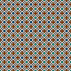 Blue colors seamless pattern with repeated overlapping circles. Round links chain motif. Geometric abstract background