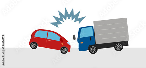 交通事故のベクターイラスト 乗用車とトラックの衝突 Wall Mural Icim