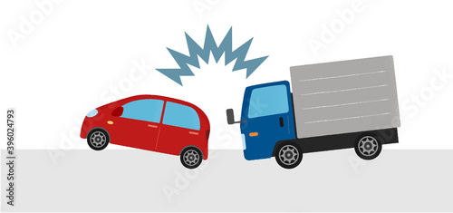 交通事故のベクターイラスト 乗用車とトラックの衝突 Wall Mural Icim