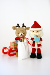サンタとトナカイのあみぐるみ