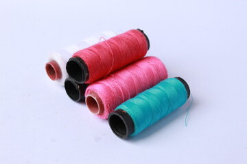 pile of colorful thread with isolated background