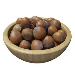 Hazelnut 3d illustration isolated on the white background