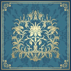 wedding card design, paisley floral pattern , India	