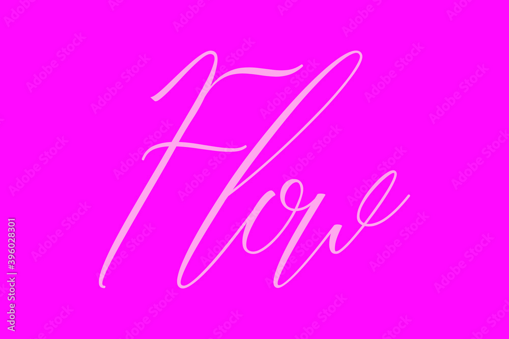 Fototapete flow cursive typography white color text on dork pink background