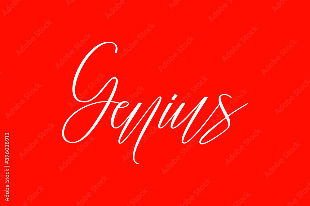 Fototapete genius cursive handwriting typography text on red background