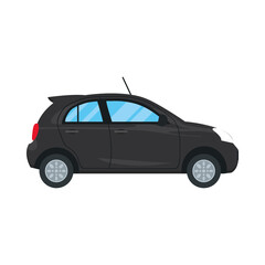 black hatchback car icon, colorful design
