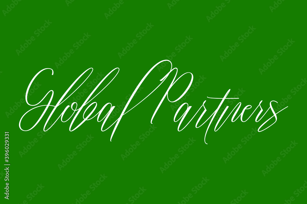 Fototapete global partners cursive calligraphy white color text on dork green background
