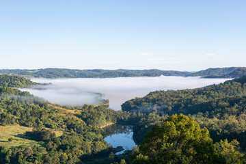 Baroon Pocket Dam under early morning mist