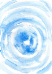 Fototapeta na wymiar blue watercolor circles hand painted brush in the form of a freehand line