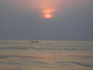 boat at sunset