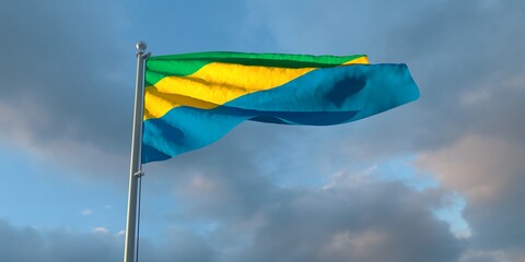 3d rendering of the national flag of the Gabon