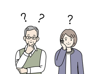 考える　老夫婦　バストアップ