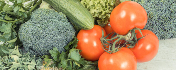 Fresh ripe vegetables and sprouts as healthy nutritious ingredients containing vitamins