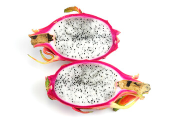 white dragon fruit isolated on white background