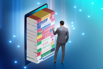 Online language learning with businessman