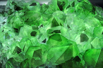 Green amethyst background.Mineral amethyst. Green Crystal stone. Abstract background