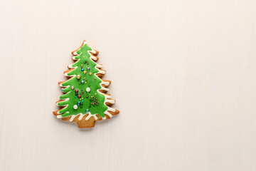 Christmas tree - gingerbread on a light background. New year and Christmas background