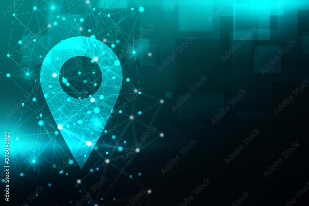 Poster 2d rendering red map pointer