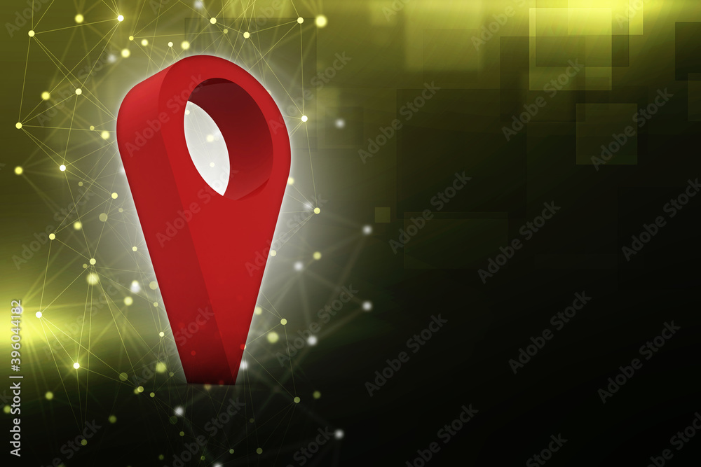 Poster 3d rendering red map pointer