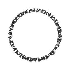 Round chain frame. Flat design. Vector illustration.