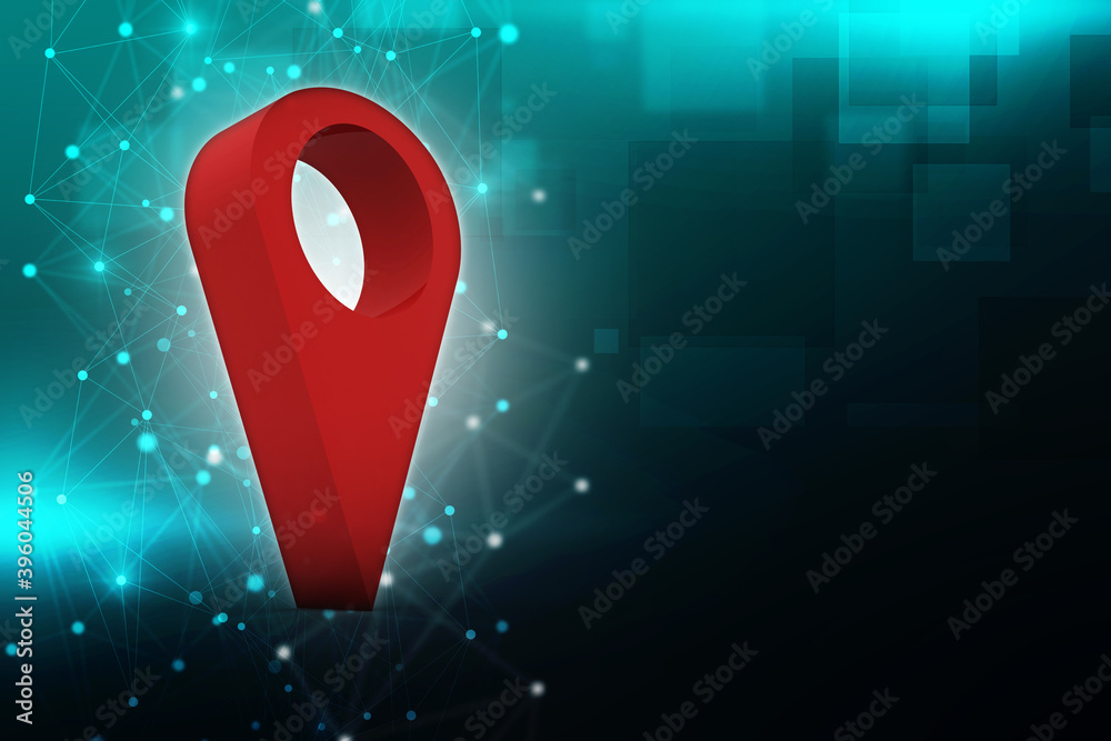 Poster 3d rendering red map pointer