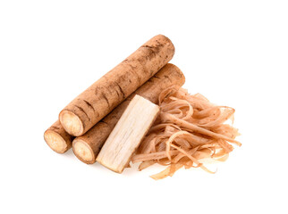 Burdock roots isolated white background