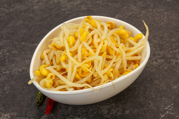 Soy sprout heap in the bowl