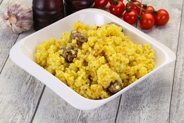 Rice with Chicken hearts