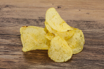 Natural potato salted chips heap