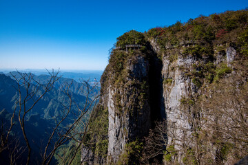 Beautiful landscape of Tianmen mountain national park, Hunan province, Zhangjiajie The Heaven Gate of Tianmen Shan, mountain in china