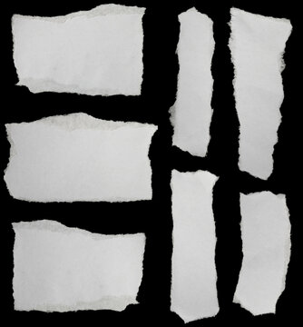 collection paper torn or ripped pieces of paper in black background

