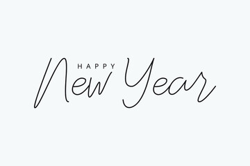 Happy New Year lettering template. Isolated calligraphy of happy new year.