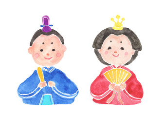 水彩で描いたひな祭りのイラスト