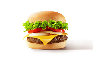 beef cheese burger in the white background