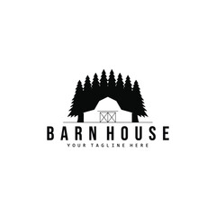 Barn House Logo Vector Illustration Design Vintage Art