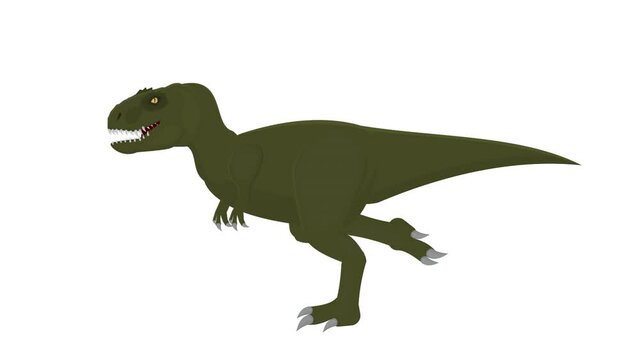 Tyrannosaurus. Animation of a predatory dinosaur, alpha channel enabled. Cartoon