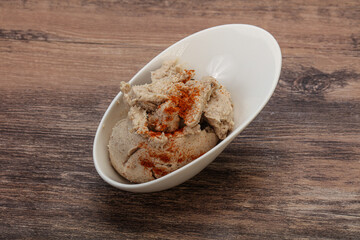 Herring butter spread in the bowl