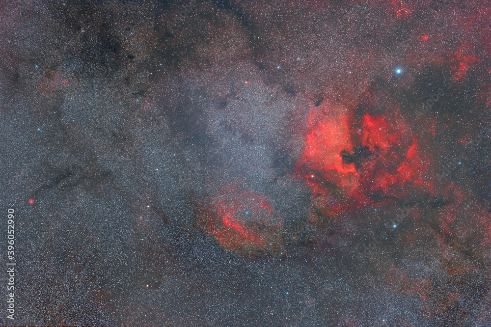 Wall mural astrophotography of outer space. red clouds of hydrogen in the constellation cygnus. space nebulae i