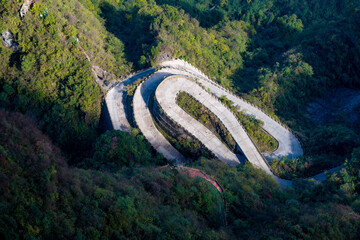 99 curve of Moutain,Beautiful Mountain in China,The winding road of Tianmen mountain national park, Hunan province, Zhangjiajie The Heaven Gate of Tianmen Shan, mountain in china