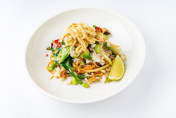 fried rice with meat and vegetables