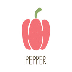 Cute caption pepper icon isolated on white background. Colorful pictogram original design. Can be used for infographics, identity or decoration. Vector shabby hand drawn illustration
