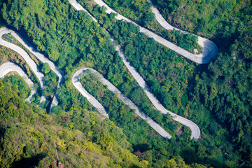 99 curve of Moutain,Beautiful Mountain in China,The winding road of Tianmen mountain national park, Hunan province, Zhangjiajie The Heaven Gate of Tianmen Shan, mountain in china
