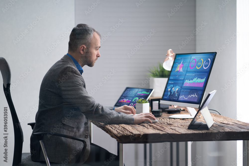 Poster Financial Analyst Or Advisor Using KPI Data Technology