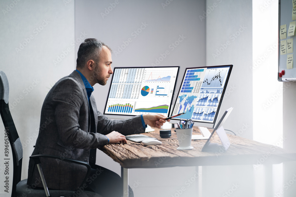 Poster Financial Analyst Or Advisor Using KPI Data Technology