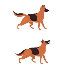 German shepherd. Guard dog barking, vector illustration