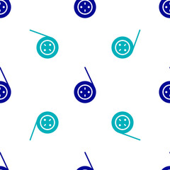 Blue Yoyo toy icon isolated seamless pattern on white background. Vector.